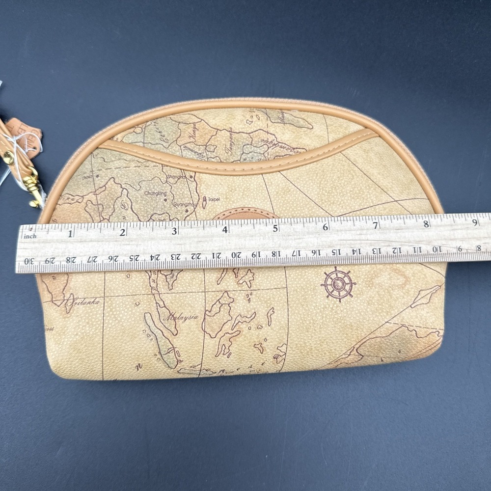 Nesting Doll Make Up Bag World Map Print - Leather Trim New With Tags Vintage - Picture 8 of 12